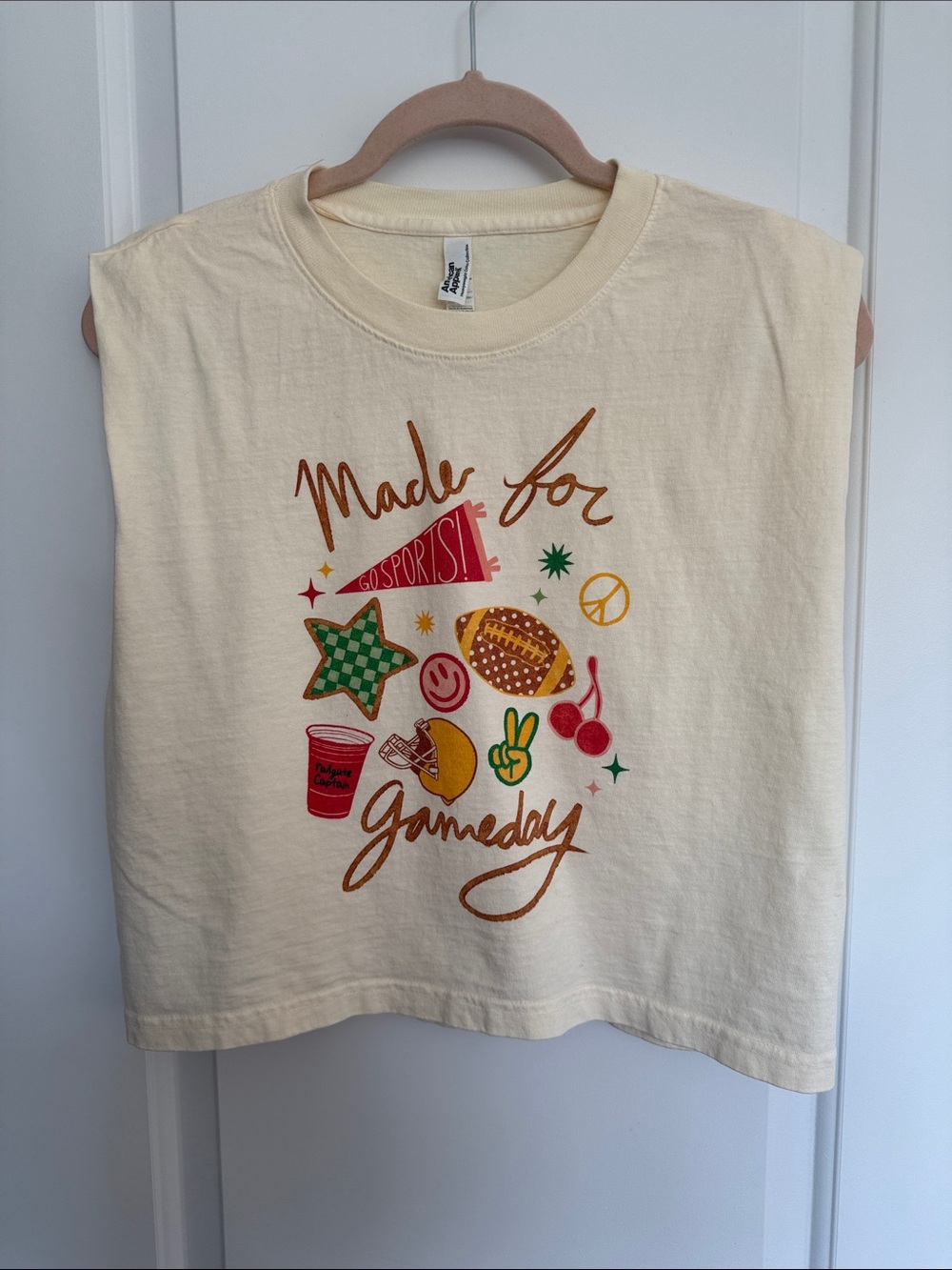 American Apparel Cream Graphic "Made for Gameday" Tank Top